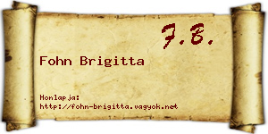 Fohn Brigitta névjegykártya